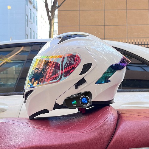 Casco moto modulare bianco - bt,